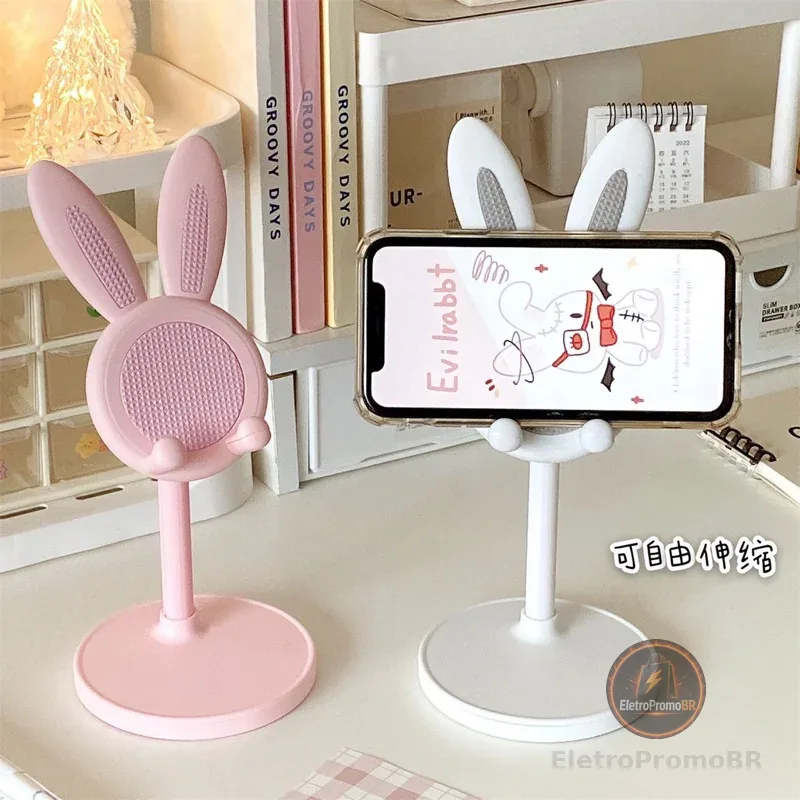 Suporte Coelhinho para Celular Tablet Kawaii Fofo Cute