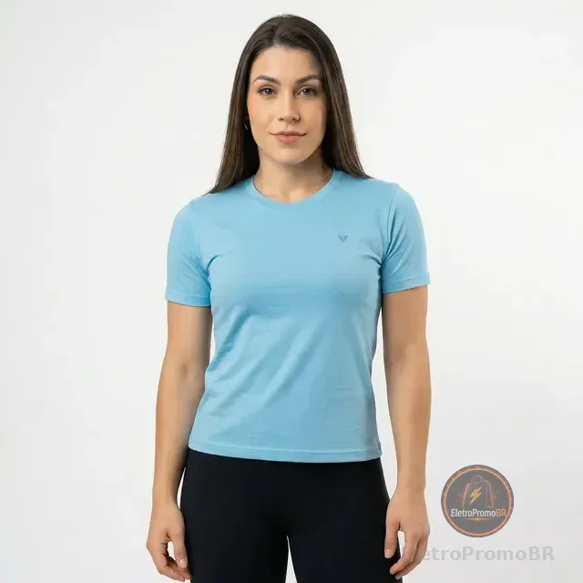 Camiseta Feminina Básica Camisas Slim Voker 100% Algodão
