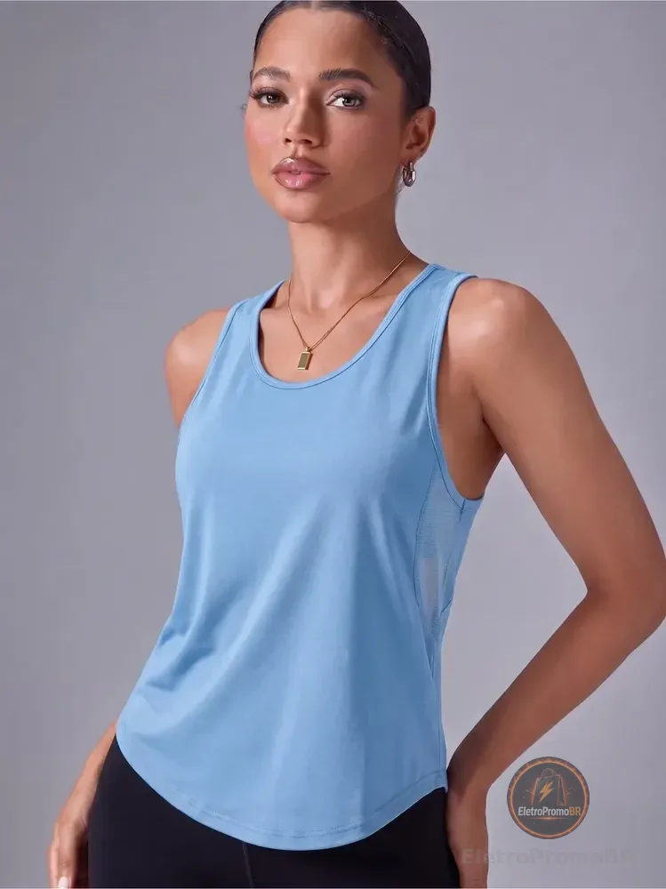 Regata Dry Fit Feminina Blusa Academia Treino Fit Azul-claro Unico