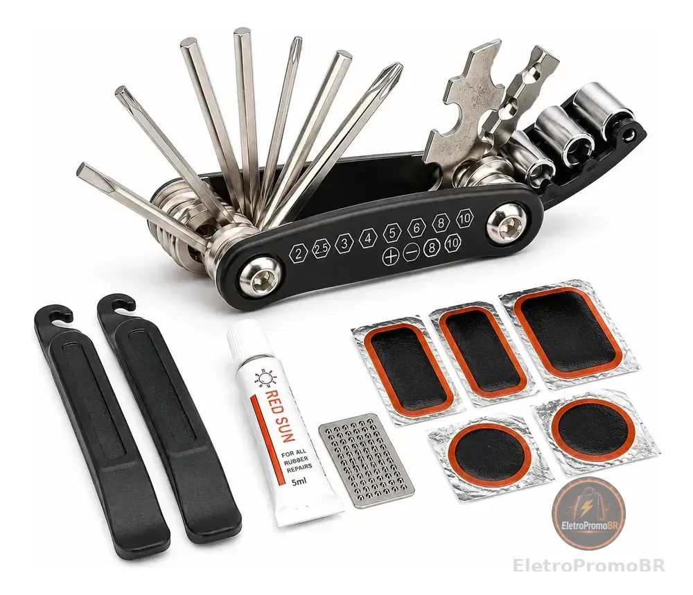 Kit Ferramentas Reparos Bike Pneu Canivete