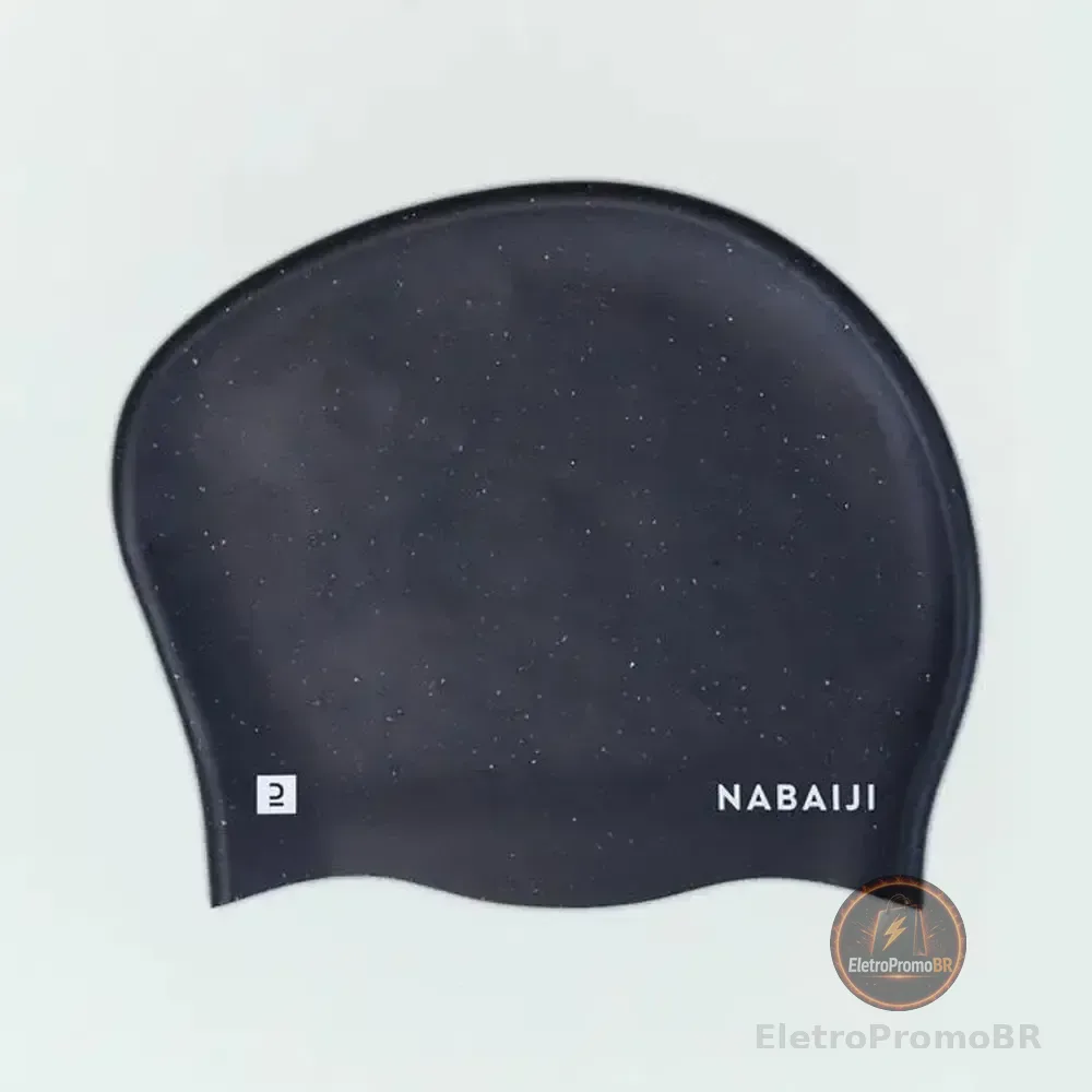 Touca de Natação Silicone Nabaiji 500 Cabelos Compridos Cor Preto