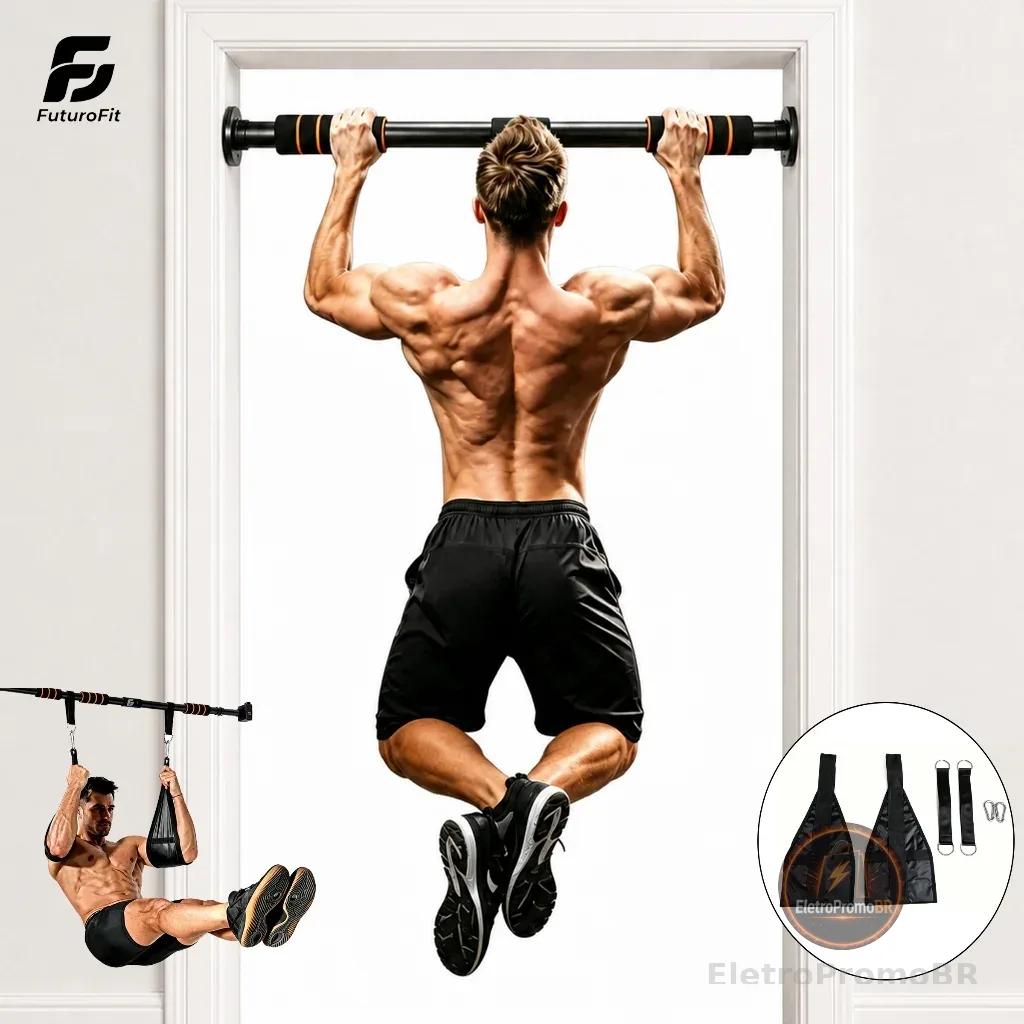Barra Fixa de Porta Ajustável 64-100cm para Exercícios, Calistenia, Crossfit, Musculação e Fitness