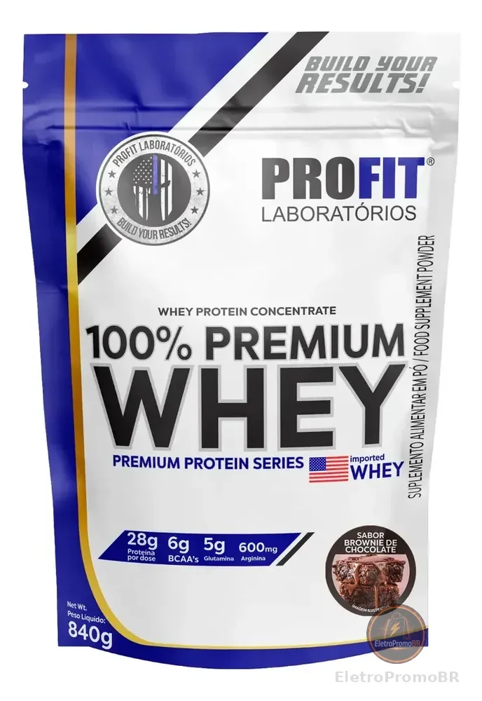 Whey Protein 100% Concentrado Premium 840g - Profit Sabor Brownie De Chocolate