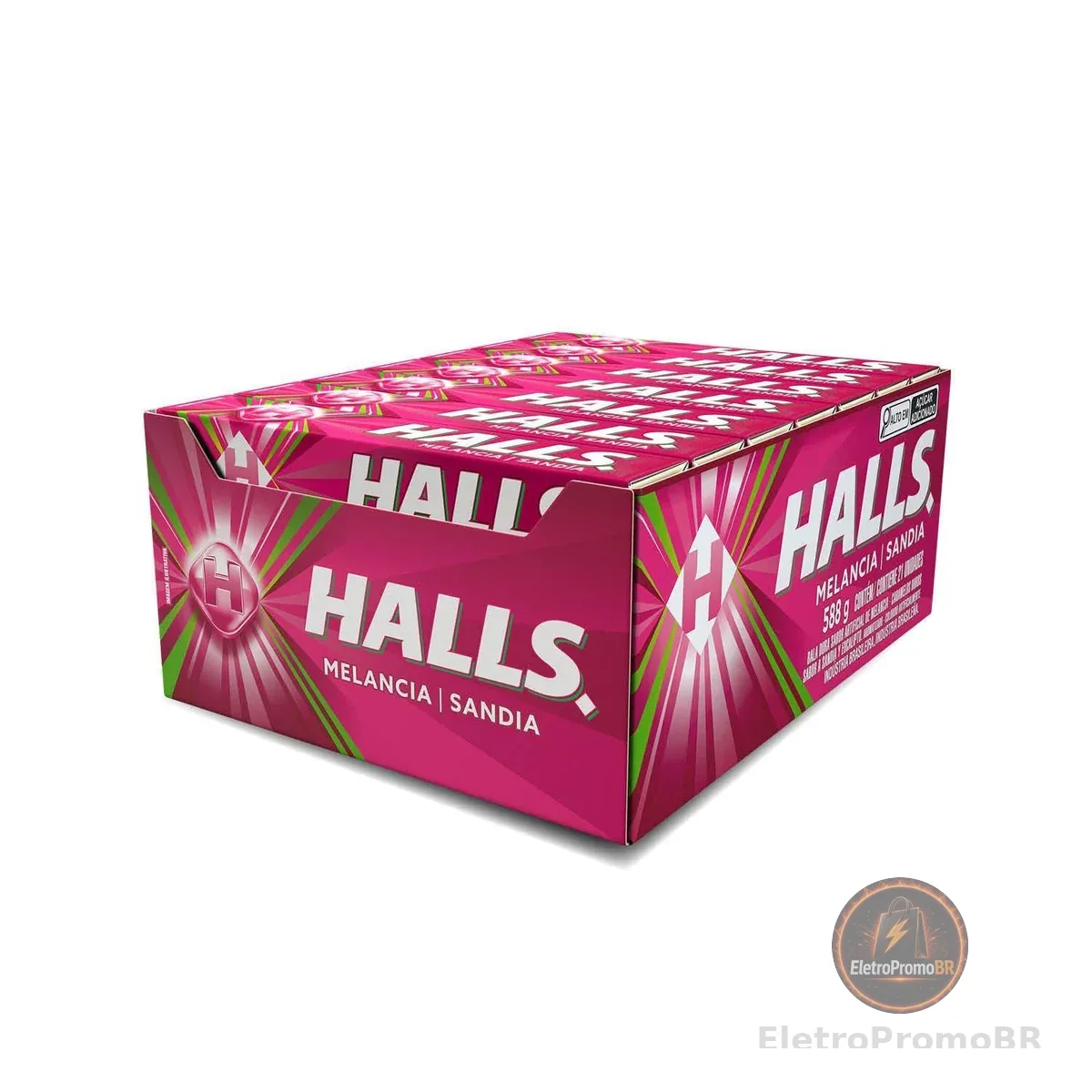 Bala Halls Melancia Caixa Com 21 Unidades De 28g