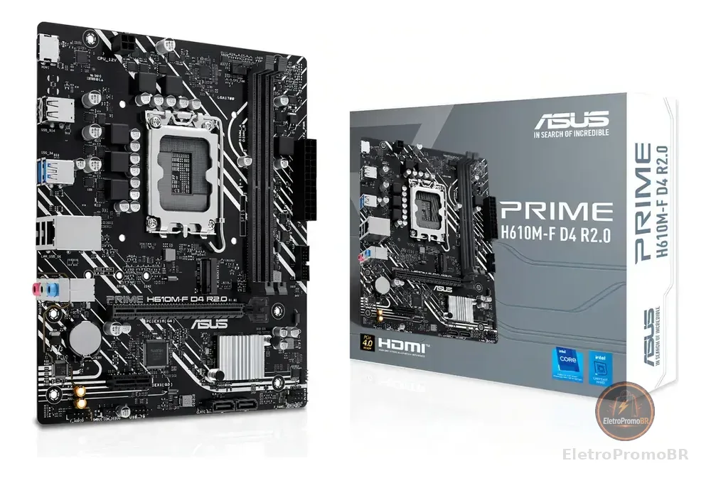Placa Mãe Asus Prime Para Intel H610m-f D4 R2.0 2xddr4 Matx Cor Preto