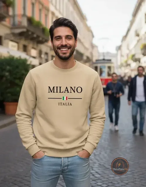 Moletom Blusa De Frio Milano Italia Casual Gola Redonda
