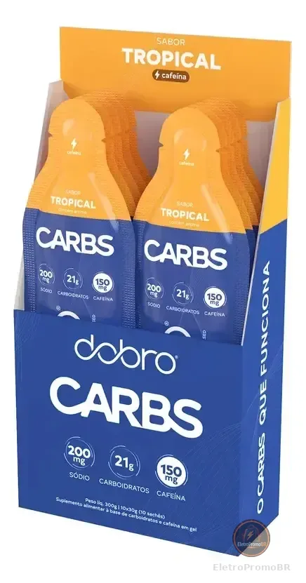 Carbs Gel Com Cafeina 10un De 30g - Dobro Sabor Tropical