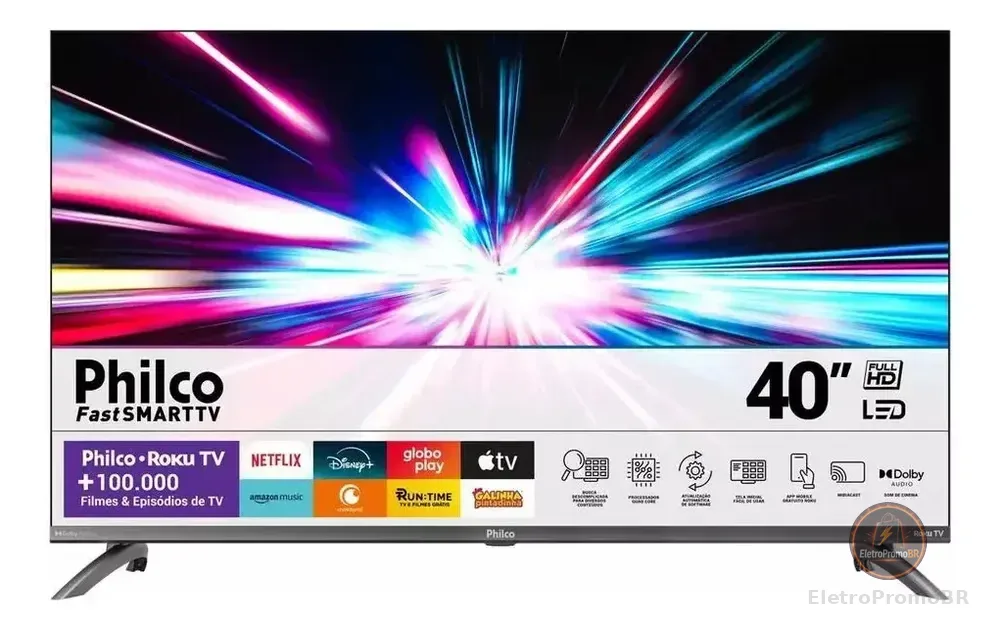 Smart Tv Philco 40'' Full Hd Roku Tv Ptv40 Hdr10 Dolby