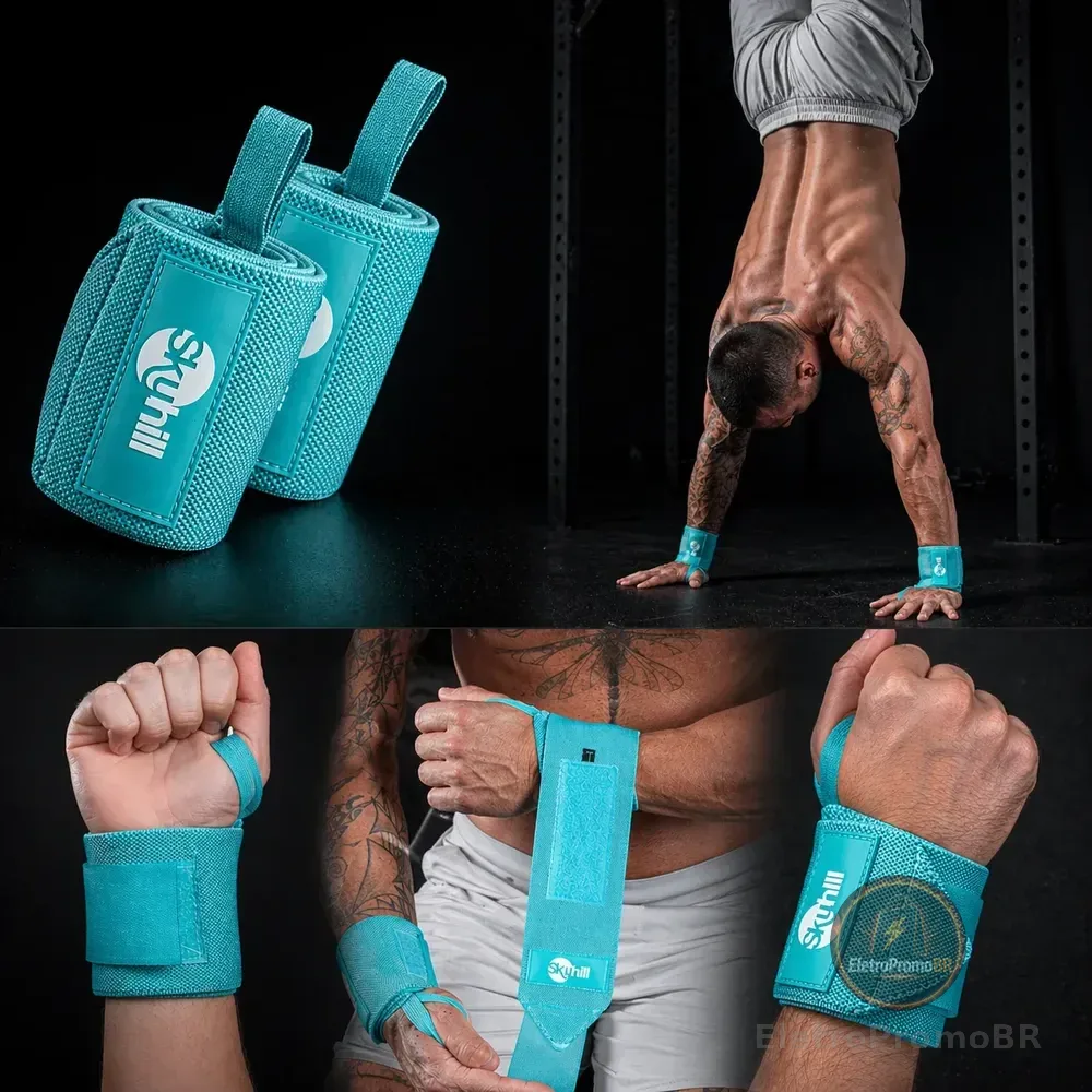 Munhequeira Elástica Crossfit Lpo Pulso Musculação Skyhill Turquesa