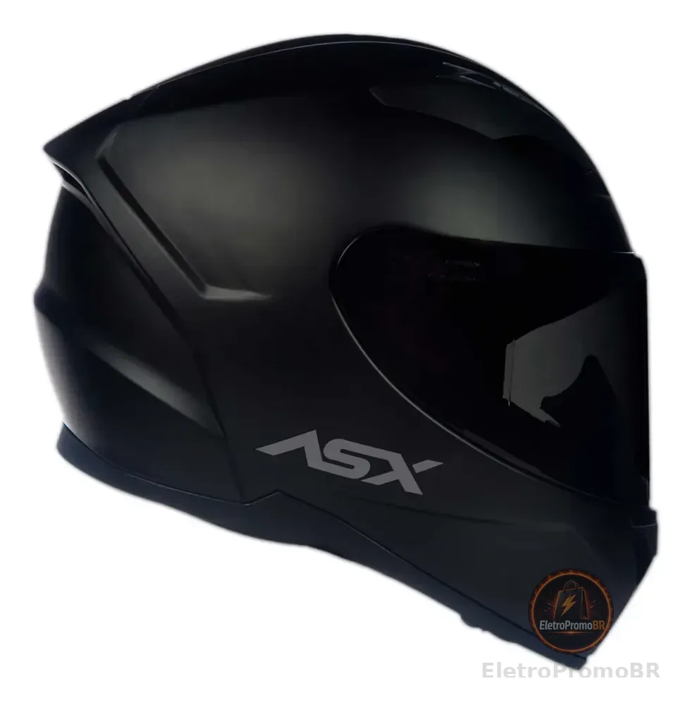 Capacete Asx City Solid Preto Fosco Integral Adulto Preto Monocolor Fosco 57/58