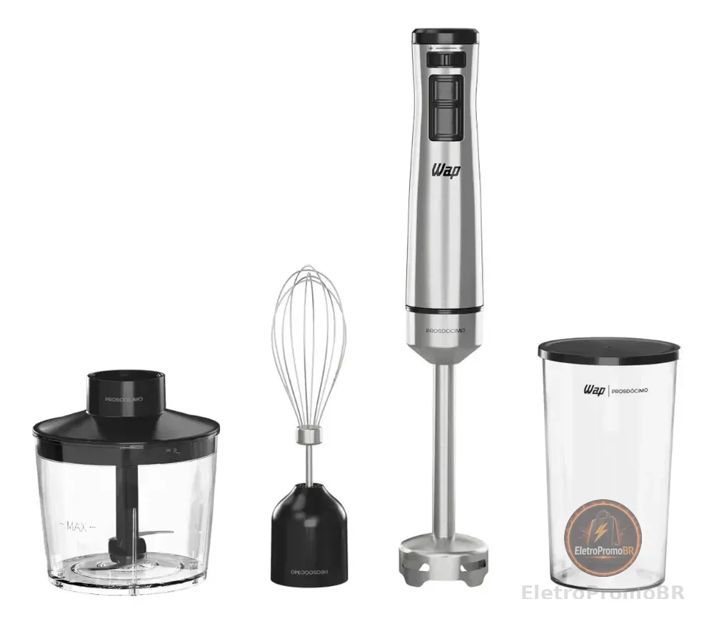 Mixer 3 Em 1 Wap Wm1 Processador Elétrico Portátil Inox Cor Preto