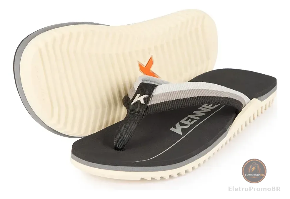 Sandália Kenner Unissex Nk6 Pro Branco/preto/cinza Liso 39