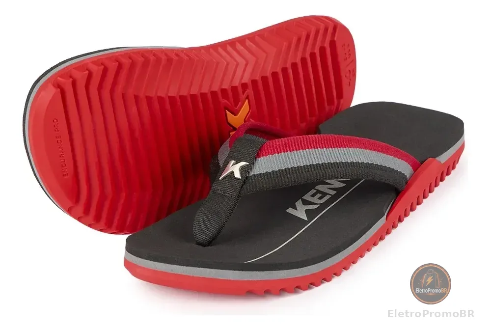Sandália Kenner Unissex Nk6 Pro Vermelho/cinza/preto Liso 41