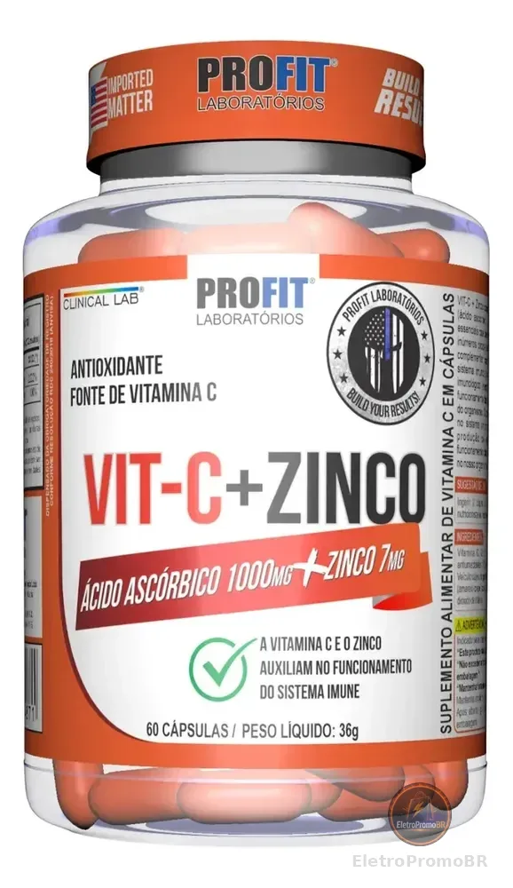 Vitamina C 1000mg + Zinco 7mg - Profit Labs Sabor Sem sabor