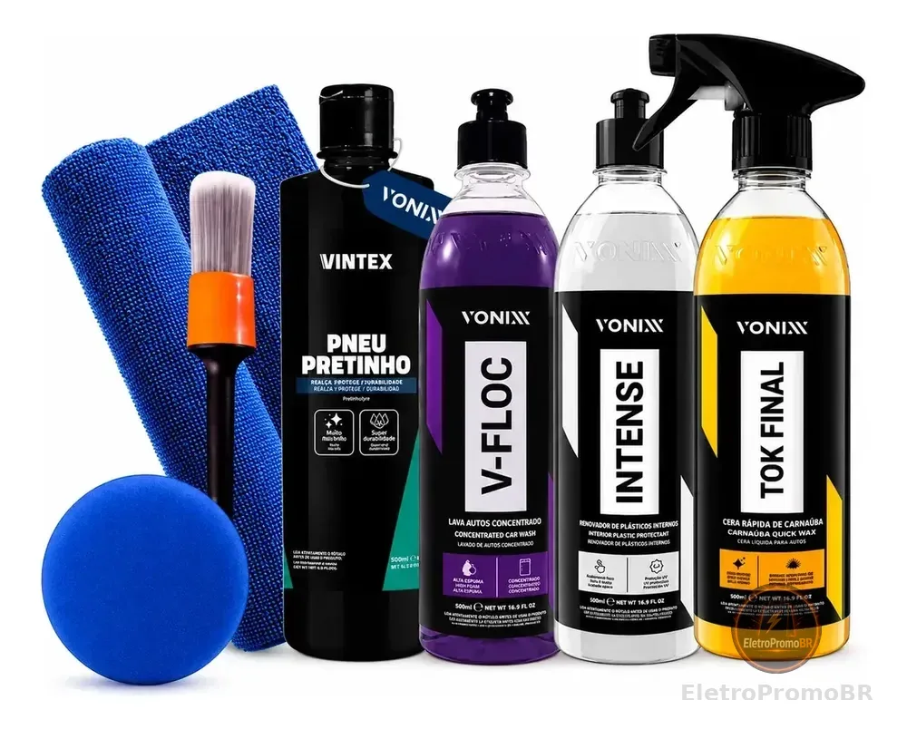 Kit Lavagem Automotiva Vonixx V-Floc Cera Intense Pretinho 500ml