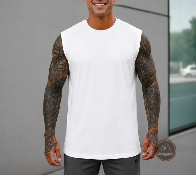 Regata Oversized Masculino Tamanho Grande Machão Lisa Malha