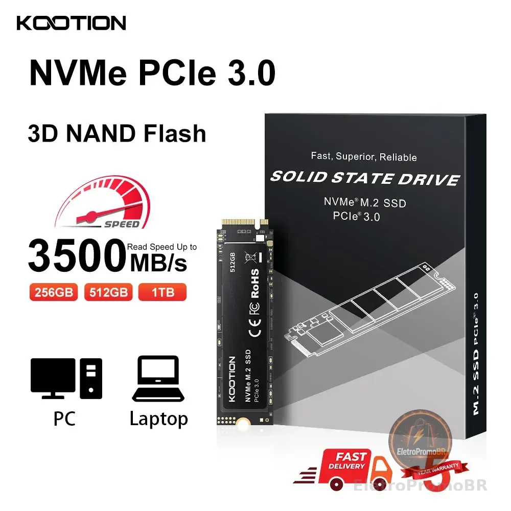 Kootion X15 M.2 SSD NVMe 2TB 1TB 512GB 256GB SSD M2 2280 PCIe 3.0 Disco de estado sólido interno para laptop desktop