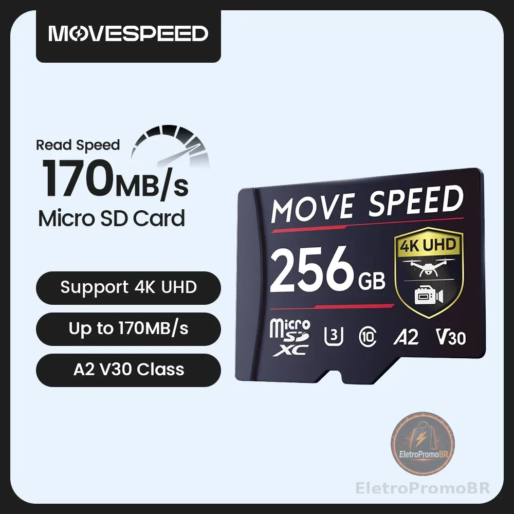 Cartão de Memória Flash de Alta Velocidade MOVESPEED B300 170MB/s TF A2 V30 256GB 128GB SDXC Mini SD para Câmeras, Filmadoras DV, Câmeras Veiculares e Drones - AliExpress 7