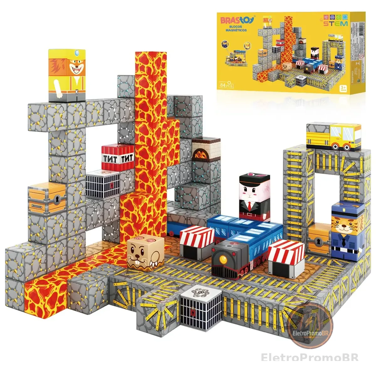 Brastoy Blocos de Montar Construção Cubos Magnéticos STEM Brinquedos Infantil (84 Peças Cubos Magnéticos)