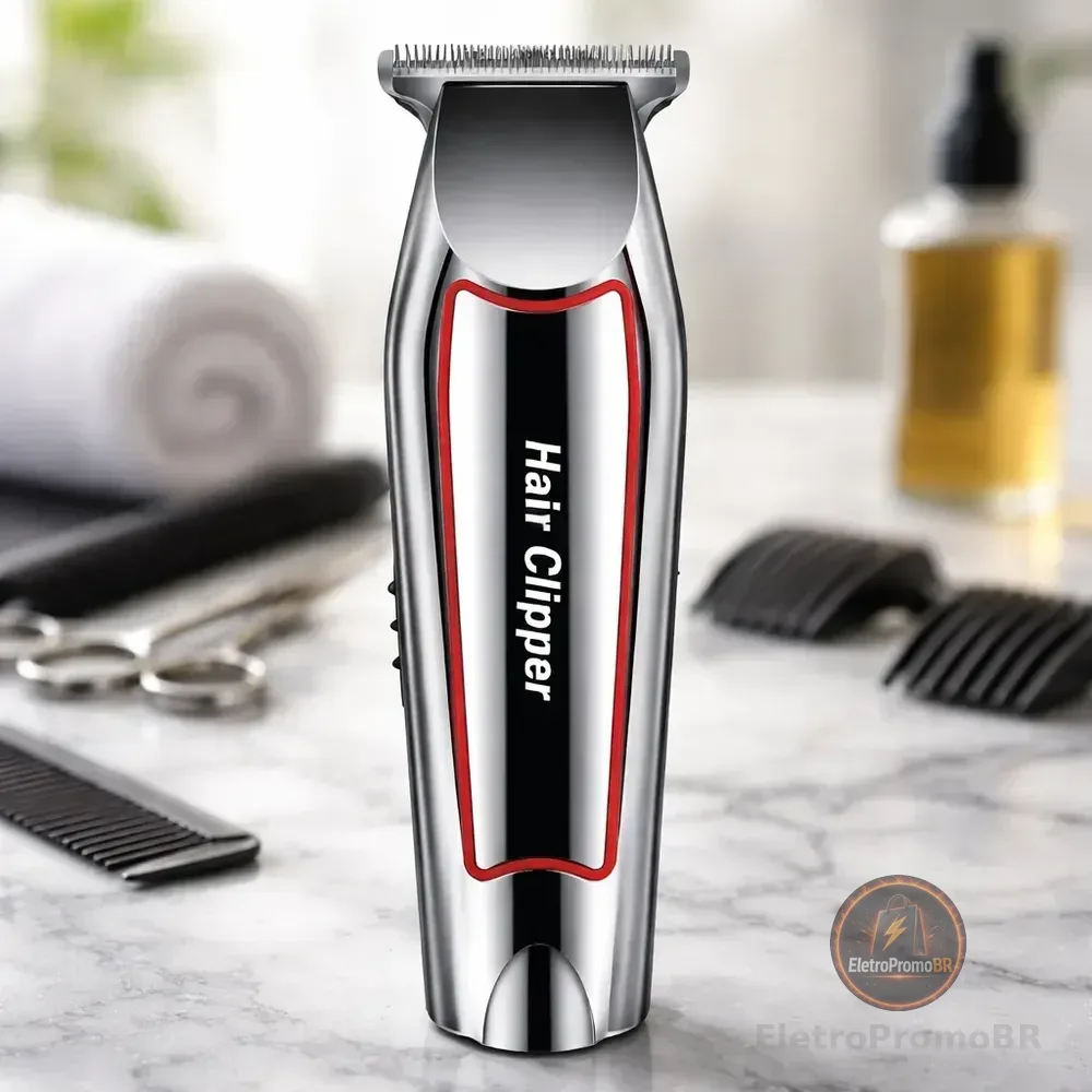 Maquina Cortar Cabelo Aparar Barba Kemei Km-032 Acabamento Prateado 127/220v