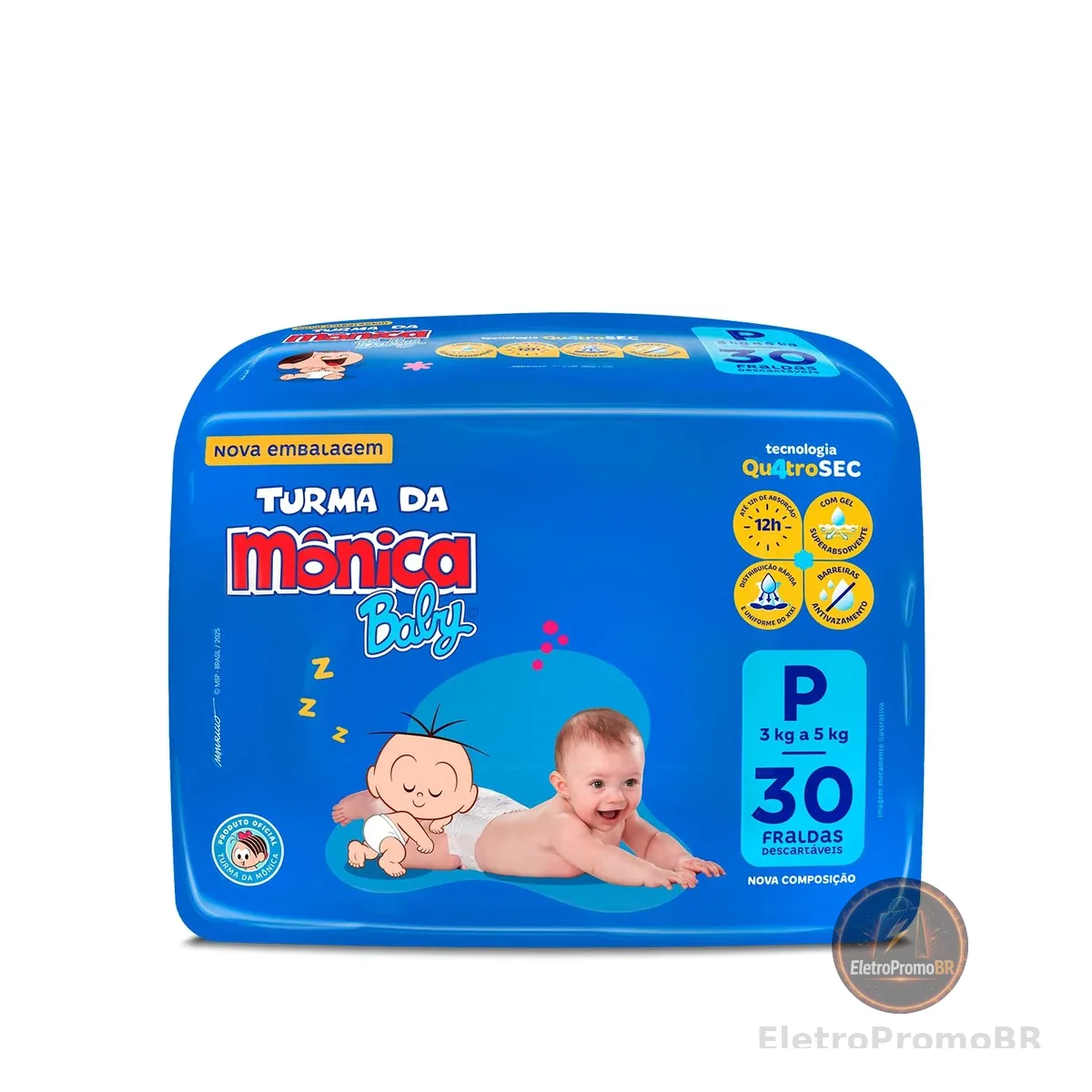 Fralda Turma da Mônica Baby Jumbo P 30 Unidades