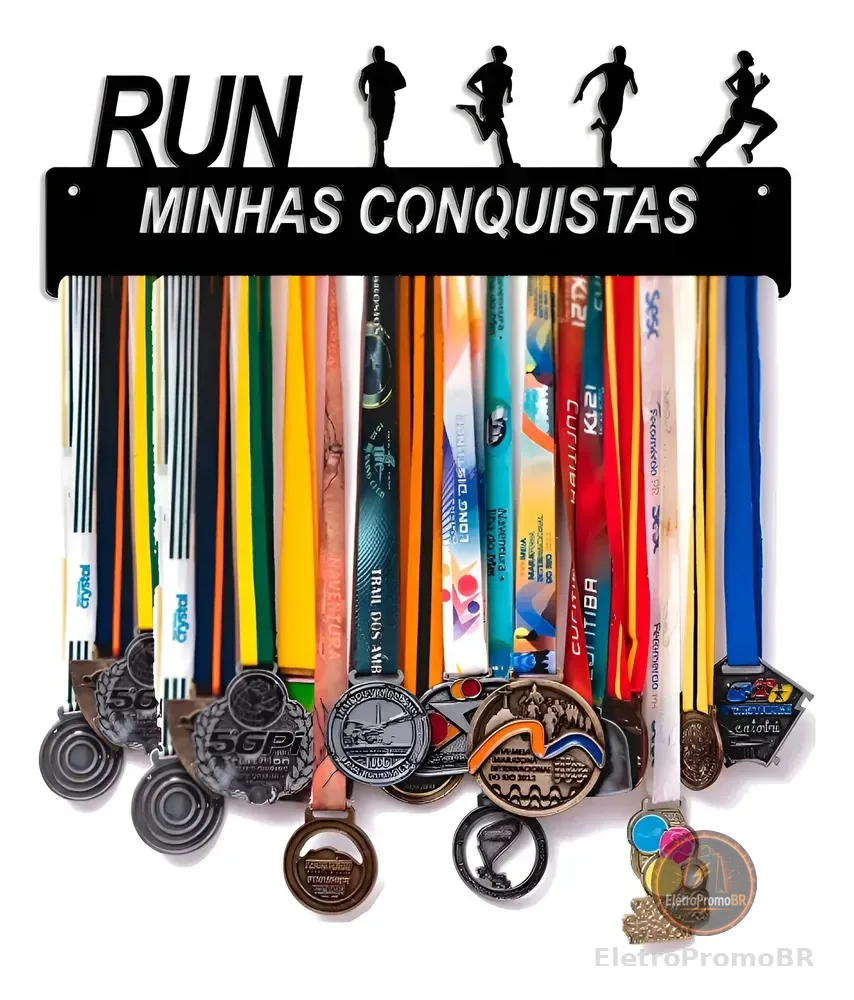 Porta Medalhas Corrida De Rua Masculino Suporte Medalhas Preto