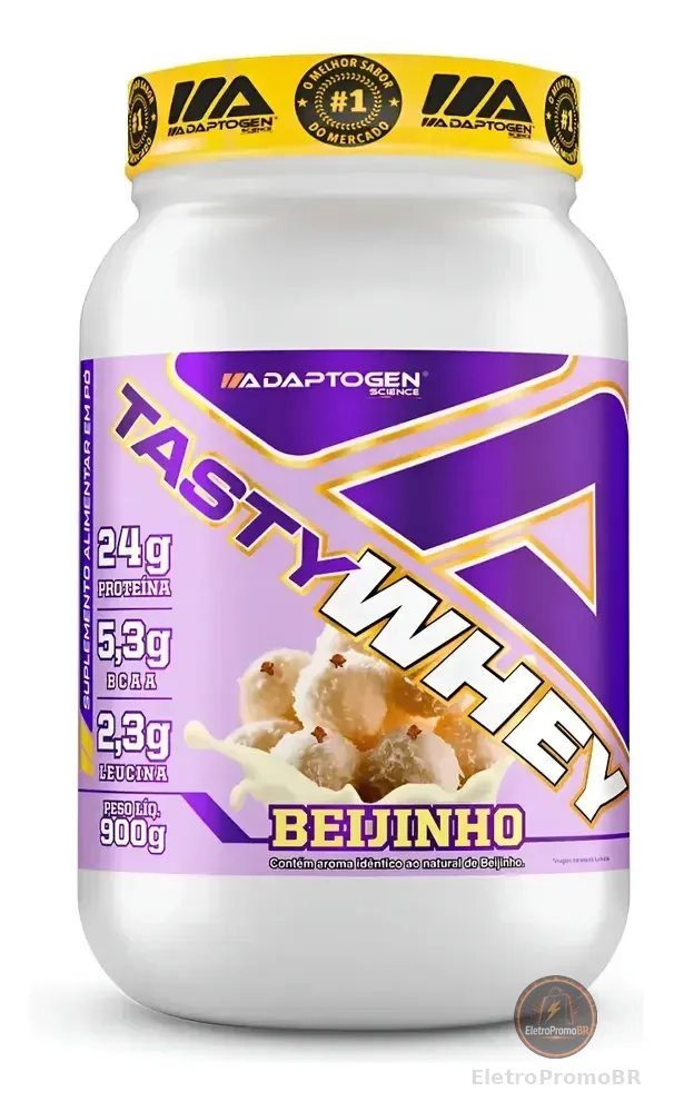 Suplemento Tasty Whey 3w Gourmet Whey Protein Adaptogen Science Pote 900g Sabor Beijinho