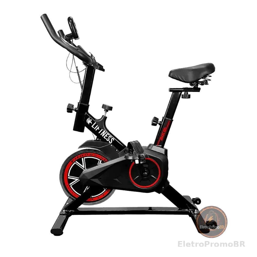 Bicicleta Ergométrica Spinning Profissional Liftness Academia Sport 120 Kg Preto Premium Bike academia para Cardio e Musculação com base