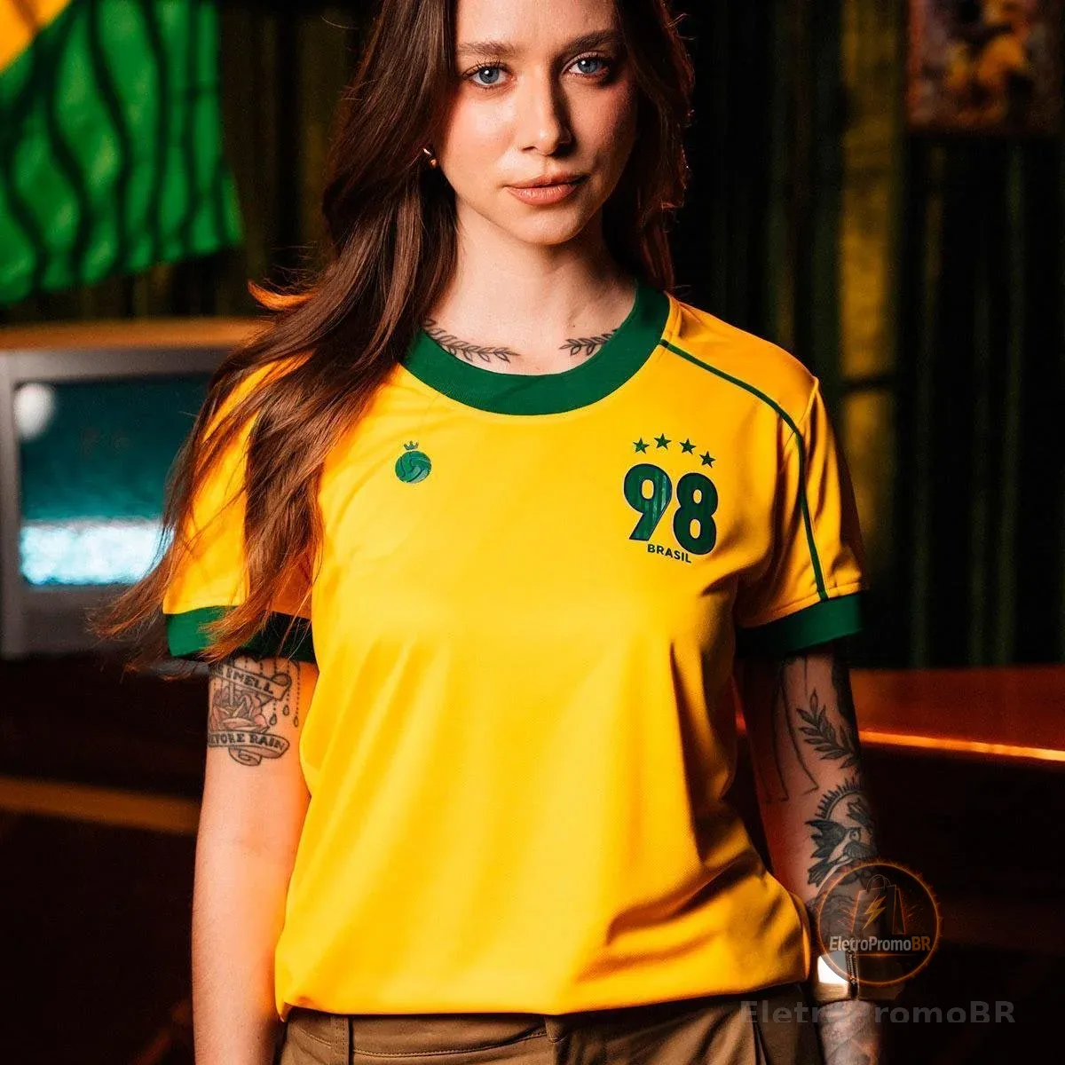 Camisa Brasil 1998 Retrô Feminina