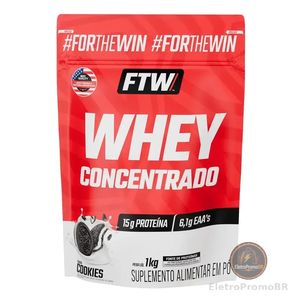 Whey Concentrado Refil 1kg Sabor Cookies - Ftw Biscoitos