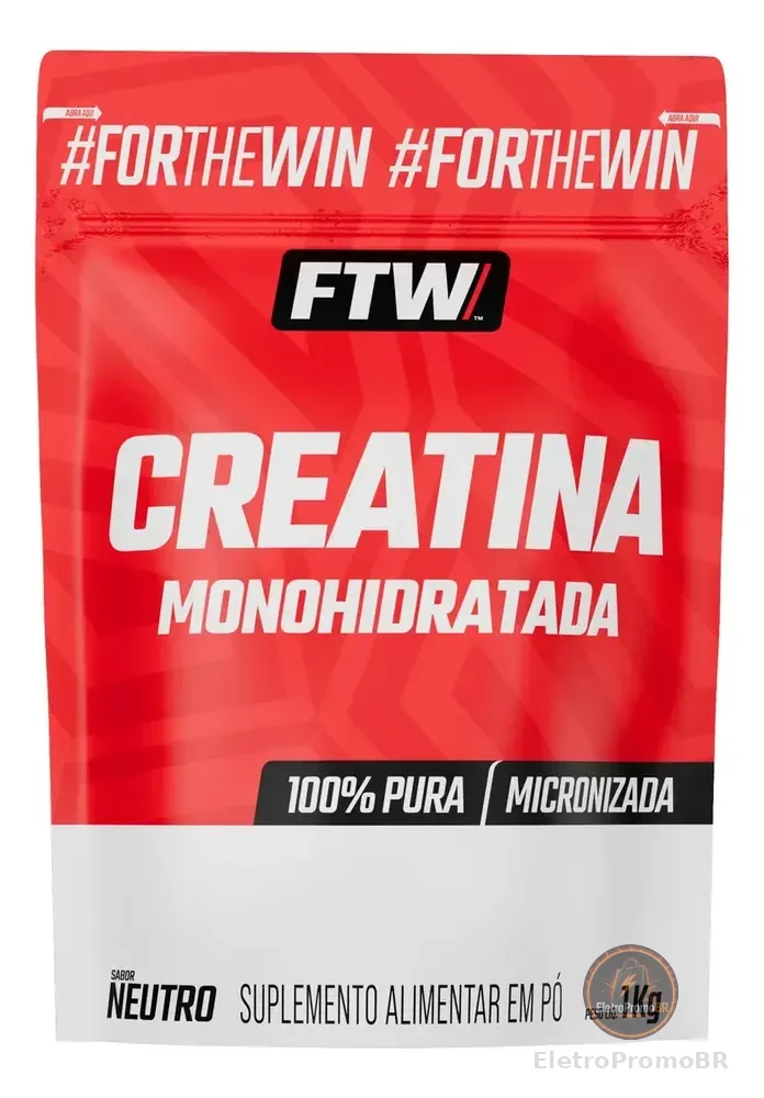 Creatina Monohidratada Pura 1kg Refil Suplemento em Pó 100% - FTW