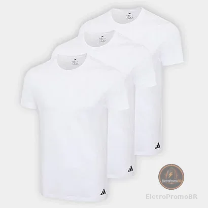 Kit Camiseta Adidas Básicas 3 Peças Masculino
