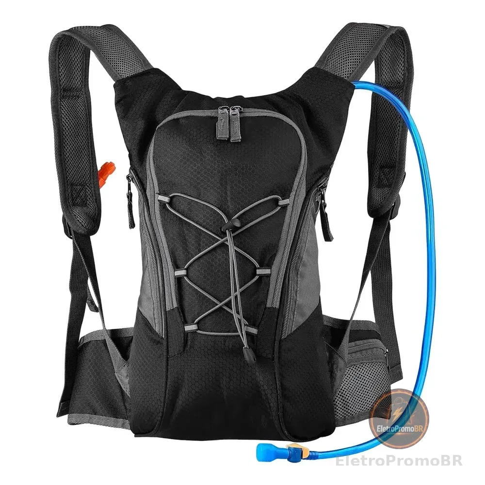 Mochila Hidratação Ciclismo Térmica Bolsa Agua C/refil 2lts Preto Liso
