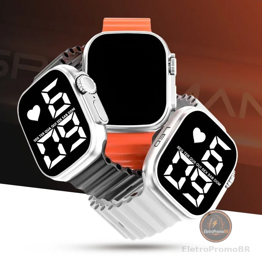 Relógio À Prova D'água LED Digital de Pulso Esportivo feminino Masculino Ultra9 Esporte Pulseira De Silicone