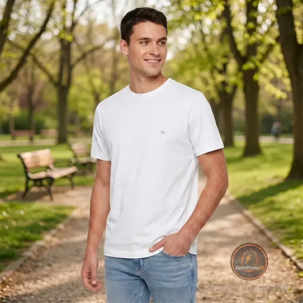 Camiseta Ogochi Básica Lisa Masculina Algodão Promoção Branco P