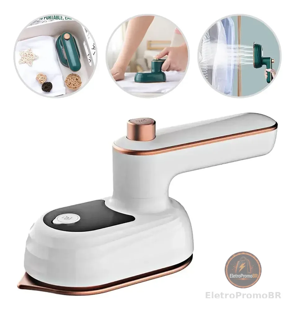 Mini Ferro De Passar Roupa A Vapor Para Viagem Bivolt Branco 127/220v