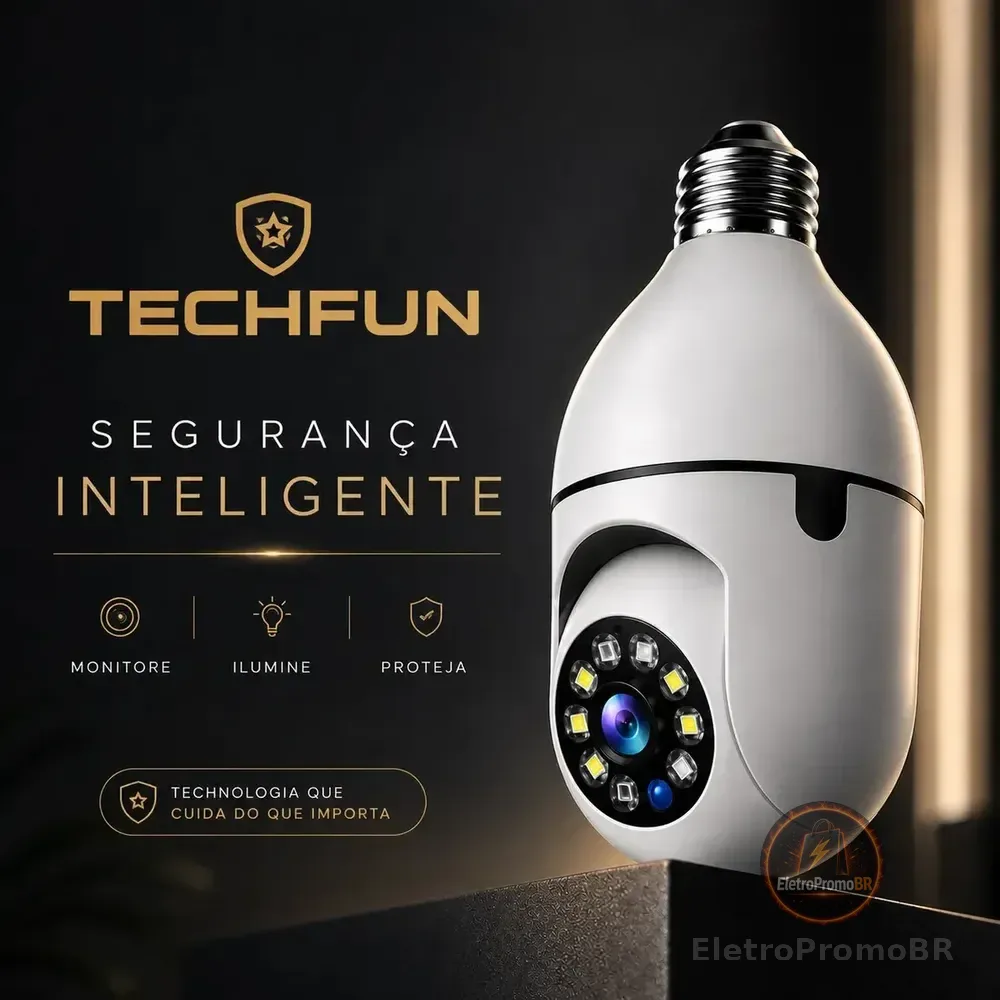 Câmera De Segurança Lâmpada Techfun Wi-fi Ptz 1080p Com Visão Noturna E Áudio Duplo Branco