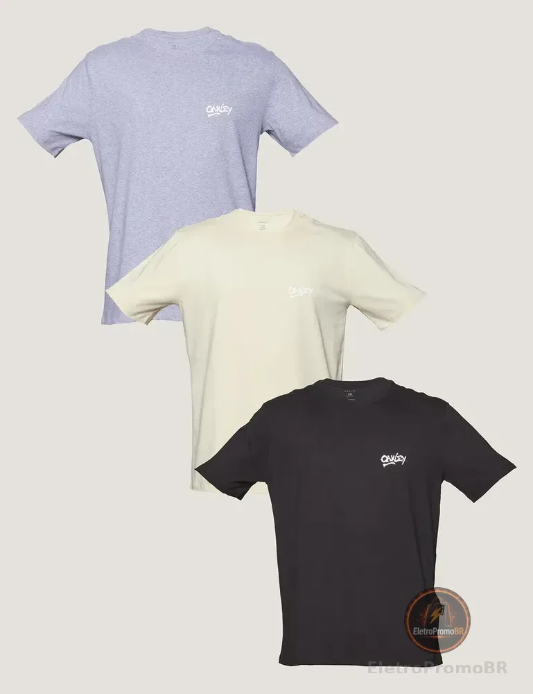 Kit 3 Camisetas Masculina Logo Grafitti Oakley. Misselaneous Logomarca G Liso