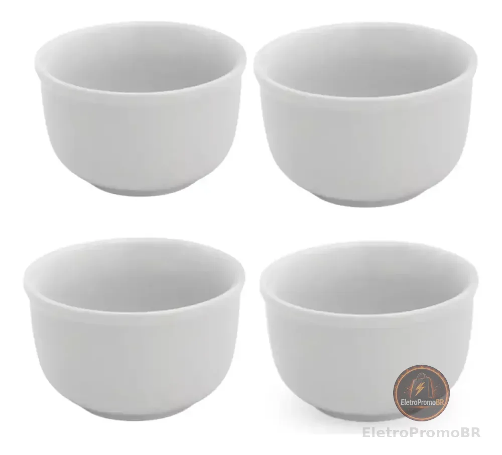 Kit 4 Cumbuca Bowl Porcelana Tigela Açaí Caldos Sopas 470ml Branco