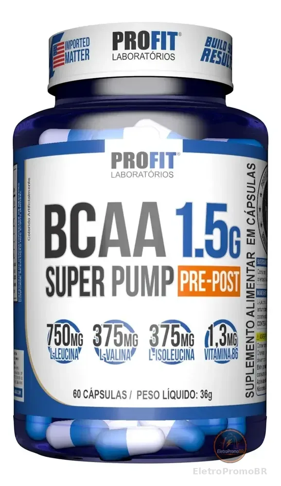 Bcaa Aminoácido 1.5g Super Pump 60caps - Profit Labs Sabor Sem sabor