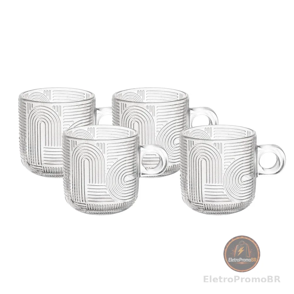 WOLFF - Conjunto 4 Xícaras de Vidro Frankfurt 100ml