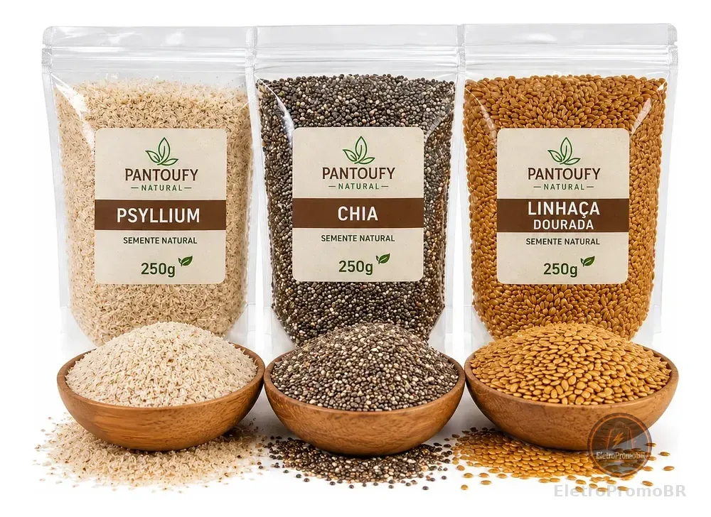 Mix 750g Fibras E Sementes Psyllium + Chia + Linhaça Dourada