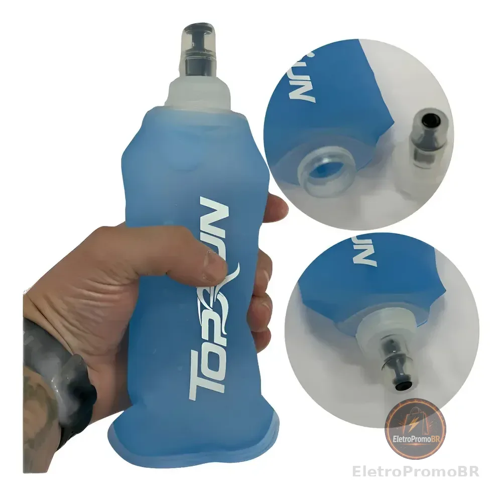 Garrafa Hiratação Silicone Soft Flash 350ml Dobrável Cor Azul-celeste