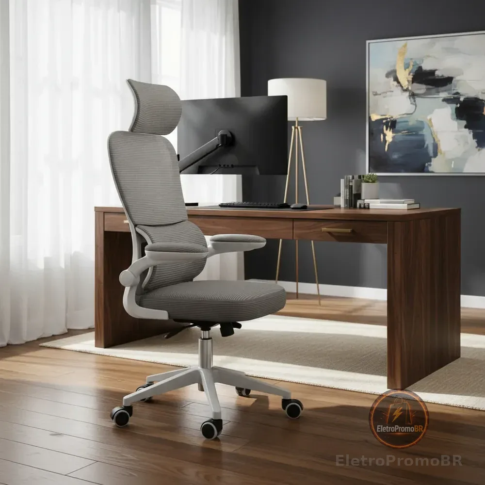 Cadeira Escritório Ergonômica Genebra G500 Luvinco Cor Cinza Com Suporte Lombar Estofado Mesh