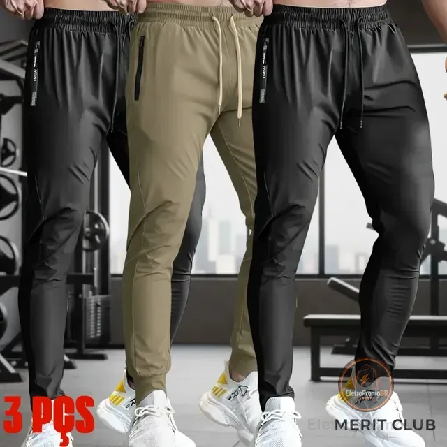 Kit 3 Calça Masculina Poliamida Esportiva Fitness Academia