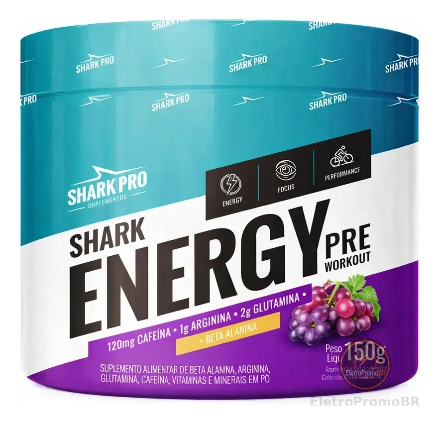 Pré Treino Shark Energy Pote 150g Shark Pro Uva