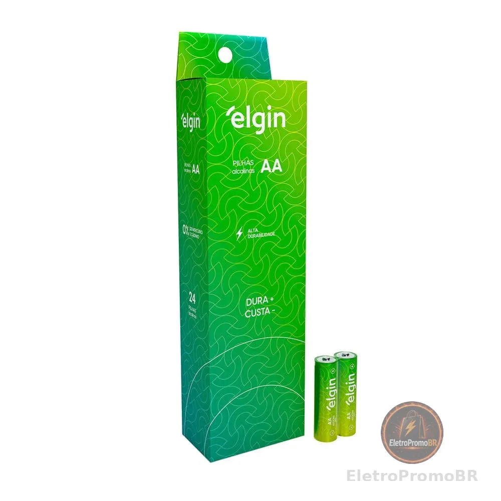 Pilhas Alcalinas AA Elgin - Tubo com 24 unidades