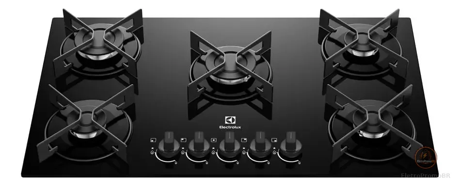 Cooktop 5 Bocas a Gás Electrolux Mesa de Vidro Efficient Grade de Aço Fosco (KE5GR) Bivolt