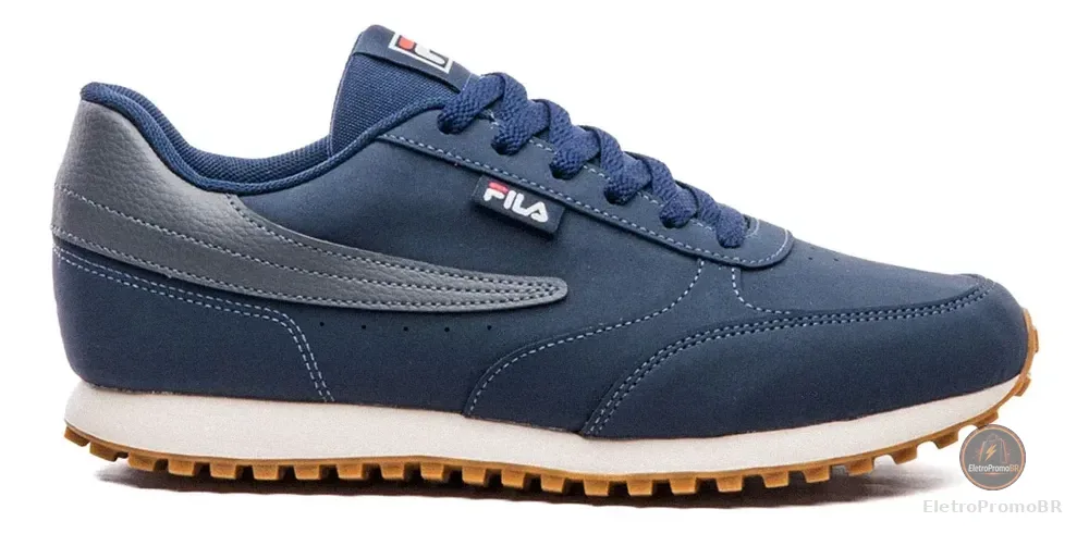Tênis Fila Renno Classic Sl Masculino Leve Confortável Marinho/grafite/bege Liso 40 Br