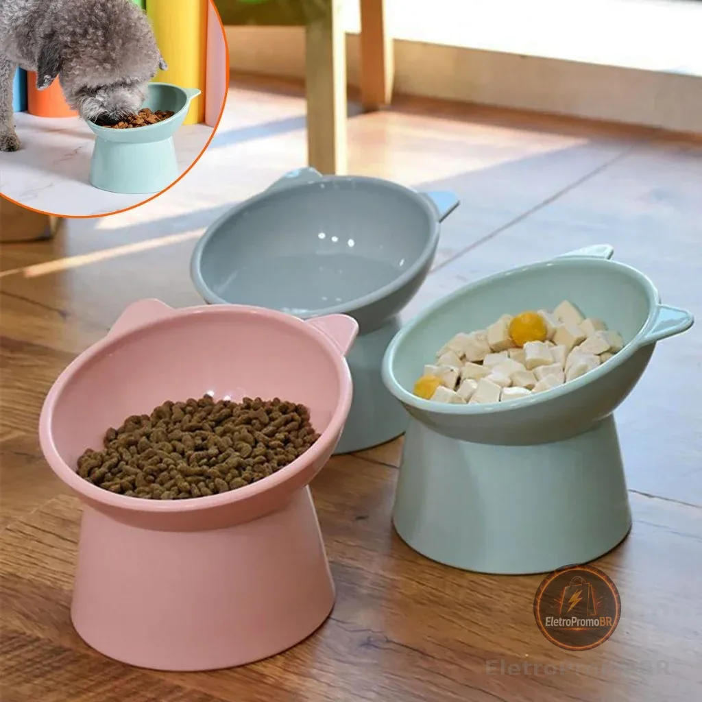 Comedouro Bebedouro Elevado 1 2 ou 3 Unidades Anti Engasgo Pet Gato Cachorro Kit
